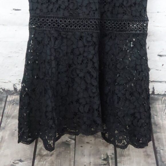 BARDOT BLACK DEEP V NECK SLEEVELESS LACE OVERLAY ANKLE LENGTH DRESS SIZE 4 - Picture 8 of 14